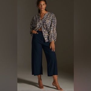 A+ ANTHROPOLOGIE COLETTE CROPPED WIDE LEG PANT PLUS SIZE 18W NAVY BLUE